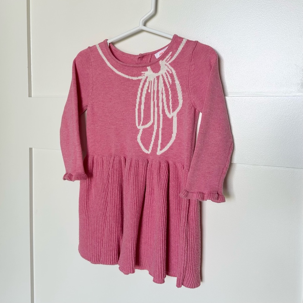 Joe Fresh Pink Knit Long Sleeve Dress – Size 12-18 Months